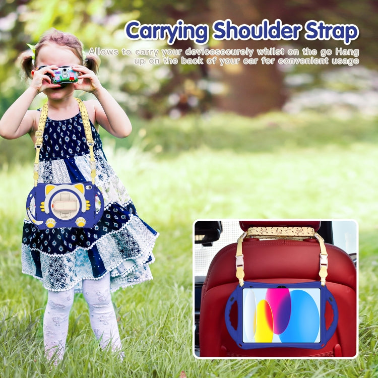 For iPad 2025 / 2022 Cute Cat King Kids Shockproof Silicone Tablet Case(Dark Blue) by bashfashion