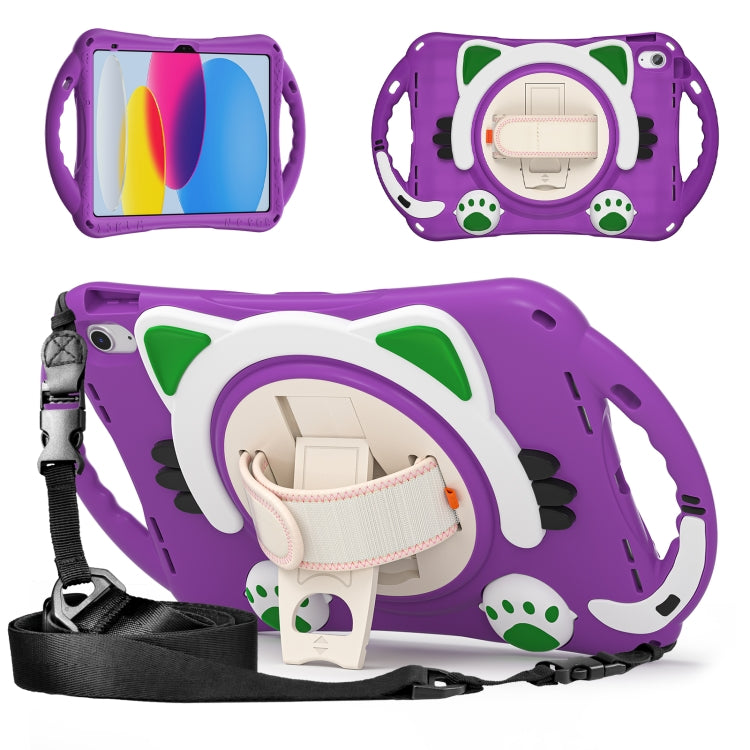 For iPad 2025 / 2022 Cute Cat King Kids Shockproof Silicone Tablet Case(Purple) by bashfashion