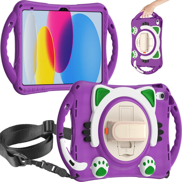 For iPad 2025 / 2022 Cute Cat King Kids Shockproof Silicone Tablet Case(Purple) by bashfashion