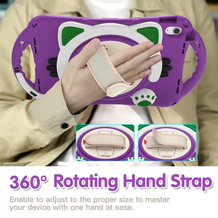 For iPad 2025 / 2022 Cute Cat King Kids Shockproof Silicone Tablet Case(Purple) by bashfashion