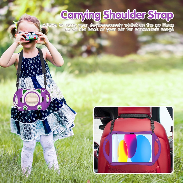 For iPad 2025 / 2022 Cute Cat King Kids Shockproof Silicone Tablet Case(Purple) by bashfashion