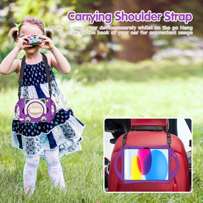 For iPad 2025 / 2022 Cute Cat King Kids Shockproof Silicone Tablet Case(Purple) by bashfashion