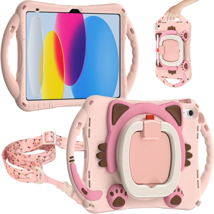 For iPad 2025 / 2022 Cute Cat King Kids Shockproof Silicone Tablet Case(Pink) by bashfashion