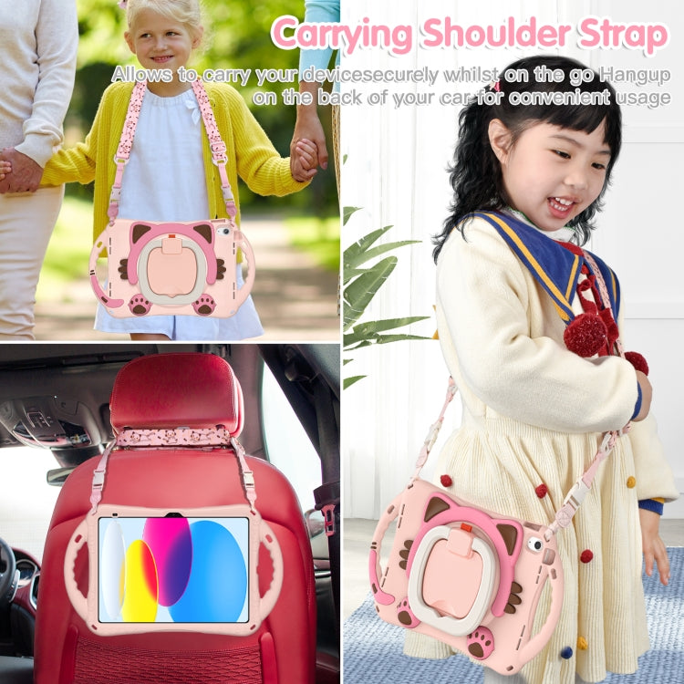 For iPad 2025 / 2022 Cute Cat King Kids Shockproof Silicone Tablet Case(Pink) by bashfashion