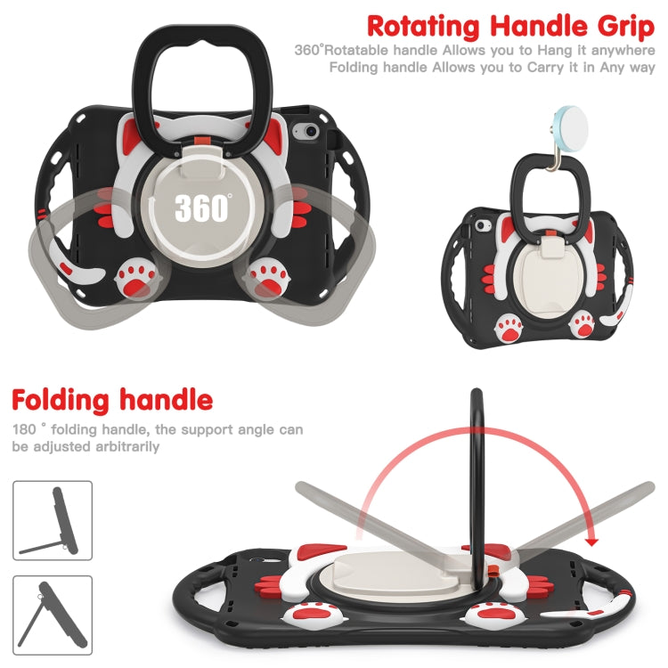 For iPad 2025 / 2022 Cute Cat King Kids Shockproof Silicone Tablet Case(Black Red) by bashfashion