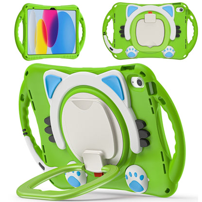 For iPad 2025 / 2022 Cute Cat King Kids Shockproof Silicone Tablet Case(Green) by bashfashion