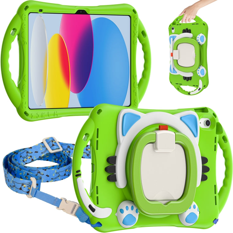 For iPad 2025 / 2022 Cute Cat King Kids Shockproof Silicone Tablet Case(Green) by bashfashion