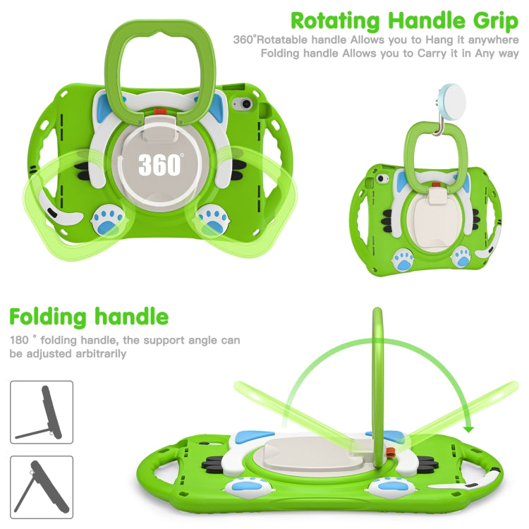 For iPad 2025 / 2022 Cute Cat King Kids Shockproof Silicone Tablet Case(Green) by bashfashion