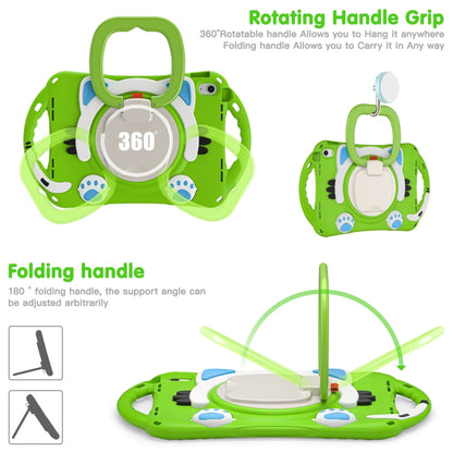 For iPad 2025 / 2022 Cute Cat King Kids Shockproof Silicone Tablet Case(Green) by bashfashion