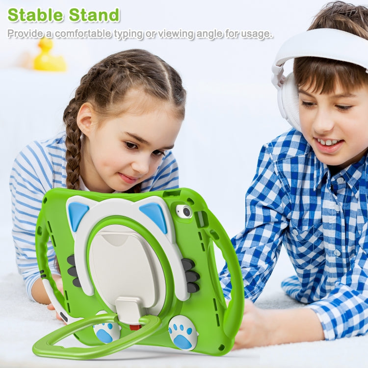 For iPad 2025 / 2022 Cute Cat King Kids Shockproof Silicone Tablet Case(Green) by bashfashion
