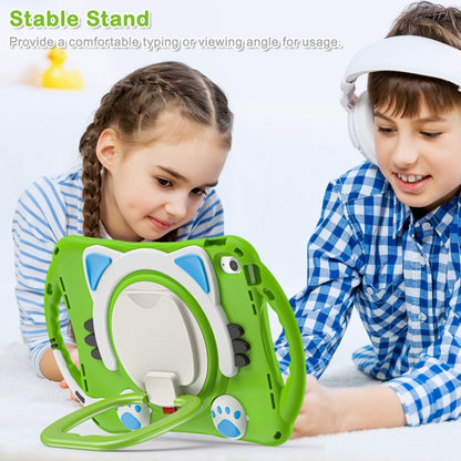 For iPad 2025 / 2022 Cute Cat King Kids Shockproof Silicone Tablet Case(Green) by bashfashion