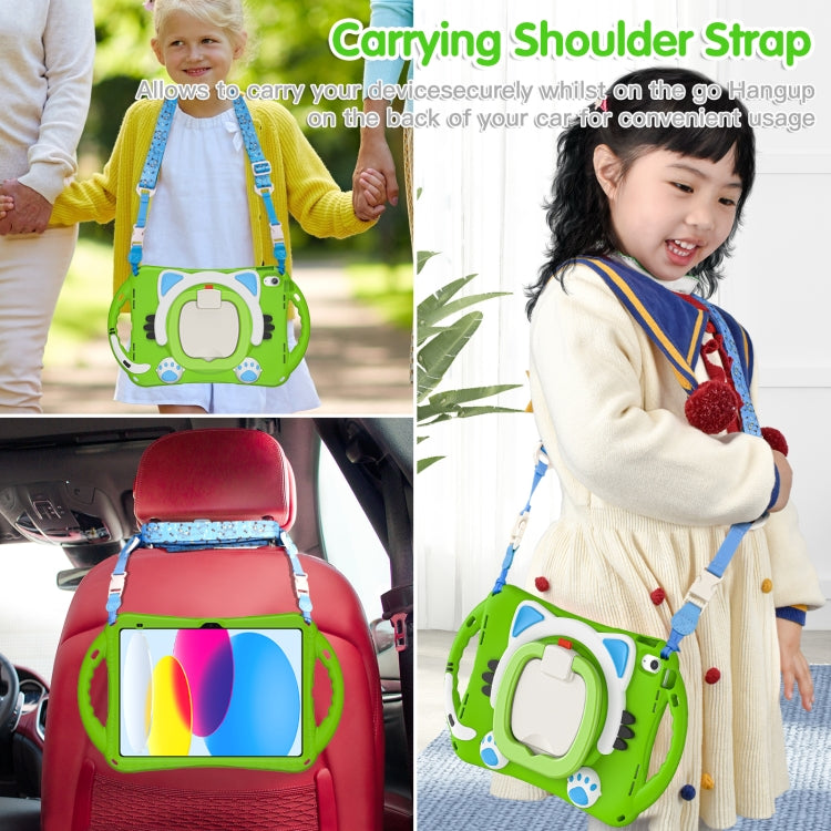 For iPad 2025 / 2022 Cute Cat King Kids Shockproof Silicone Tablet Case(Green) by bashfashion