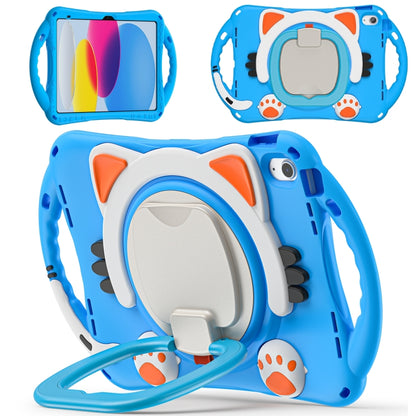 For iPad 2025 / 2022 Cute Cat King Kids Shockproof Silicone Tablet Case(Light Blue) by bashfashion