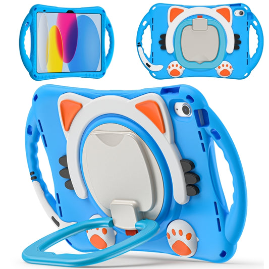 For iPad 2025 / 2022 Cute Cat King Kids Shockproof Silicone Tablet Case(Light Blue) by bashfashion