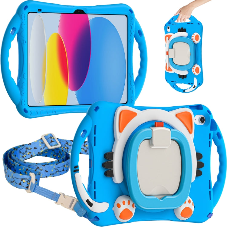 For iPad 2025 / 2022 Cute Cat King Kids Shockproof Silicone Tablet Case(Light Blue) by bashfashion
