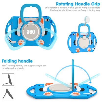 For iPad 2025 / 2022 Cute Cat King Kids Shockproof Silicone Tablet Case(Light Blue) by bashfashion