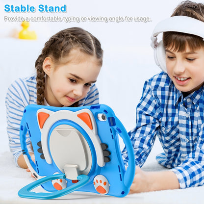 For iPad 2025 / 2022 Cute Cat King Kids Shockproof Silicone Tablet Case(Light Blue) by bashfashion