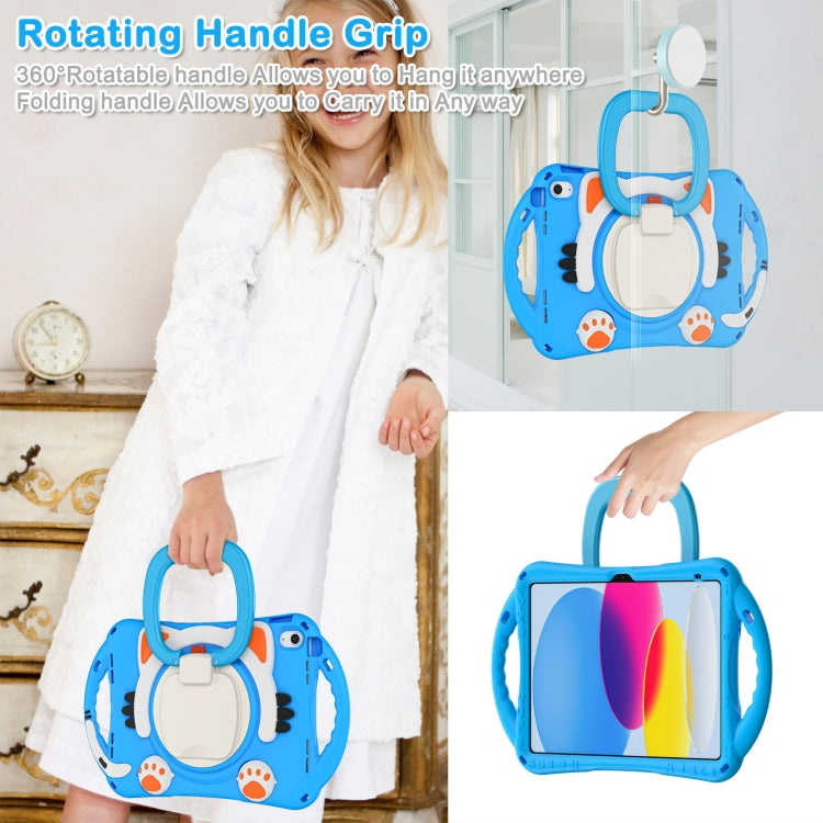 For iPad 2025 / 2022 Cute Cat King Kids Shockproof Silicone Tablet Case(Light Blue) by bashfashion