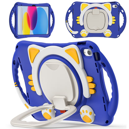 For iPad 2025 / 2022 Cute Cat King Kids Shockproof Silicone Tablet Case(Dark Blue) by bashfashion