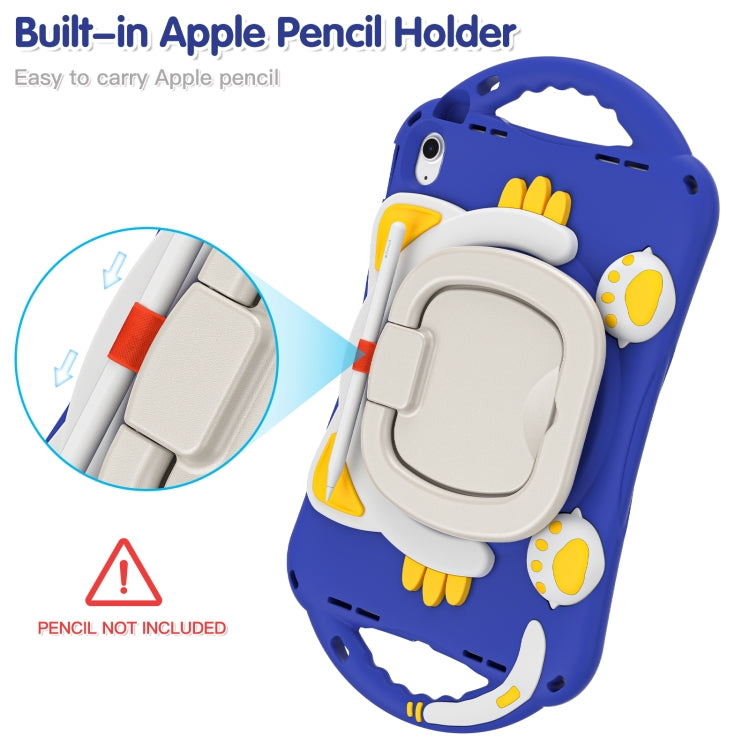 For iPad 2025 / 2022 Cute Cat King Kids Shockproof Silicone Tablet Case(Dark Blue) by bashfashion