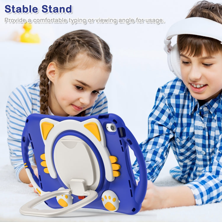 For iPad 2025 / 2022 Cute Cat King Kids Shockproof Silicone Tablet Case(Dark Blue) by bashfashion