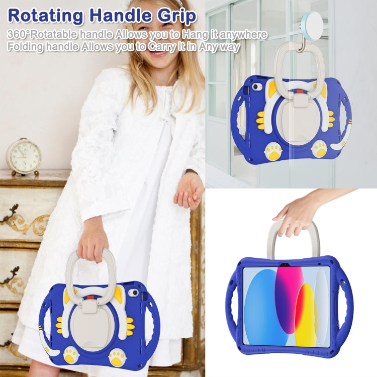 For iPad 2025 / 2022 Cute Cat King Kids Shockproof Silicone Tablet Case(Dark Blue) by bashfashion