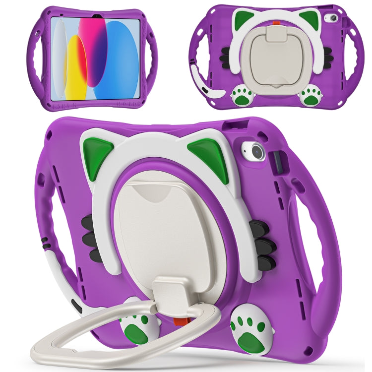 For iPad 2025 / 2022 Cute Cat King Kids Shockproof Silicone Tablet Case(Purple) by bashfashion