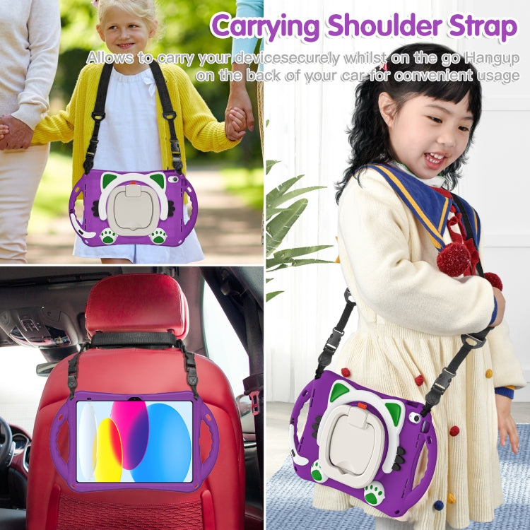 For iPad 2025 / 2022 Cute Cat King Kids Shockproof Silicone Tablet Case(Purple) by bashfashion