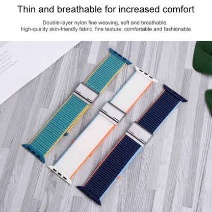 Metal Buckle Nylon Strap For Apple Watch Ultra 49mm / Series 8&7 45mm / SE 2&6&SE&5&4 44mm / 3&2&1 42mm(Olive Green) by bashfashion