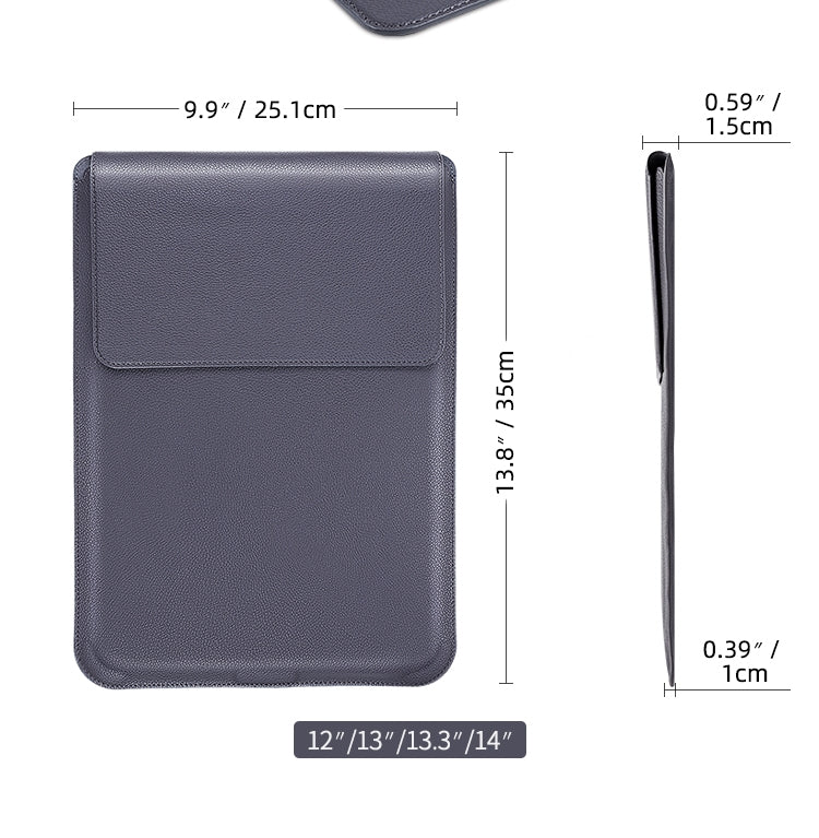 For MacBook 12 / 14 inch PU Leather 4 in 1 Laptop Bag with Functional Bracket(Space Gray) by bashfashion