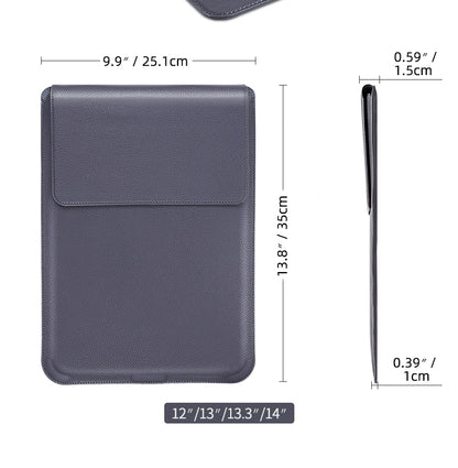 For MacBook 12 / 14 inch PU Leather 4 in 1 Laptop Bag with Functional Bracket(Dark Blue) by bashfashion