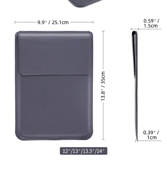 For MacBook 12 / 14 inch PU Leather 4 in 1 Laptop Bag with Functional Bracket(Dark Blue) by bashfashion