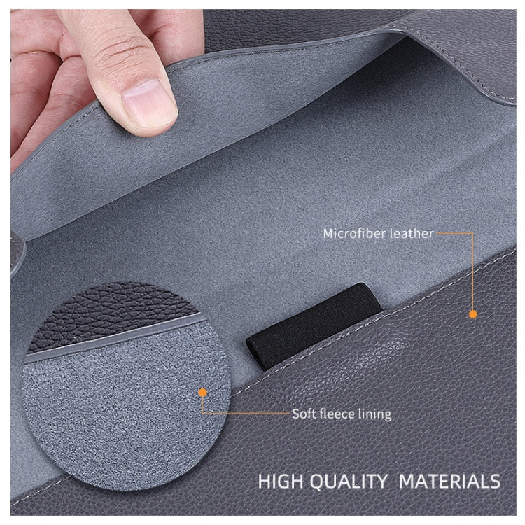 For MacBook 12 / 14 inch PU Leather 4 in 1 Laptop Bag with Functional Bracket(Space Gray) by bashfashion