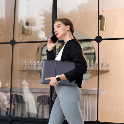 For MacBook 12 / 14 inch PU Leather 4 in 1 Laptop Bag with Functional Bracket(Space Gray) by bashfashion