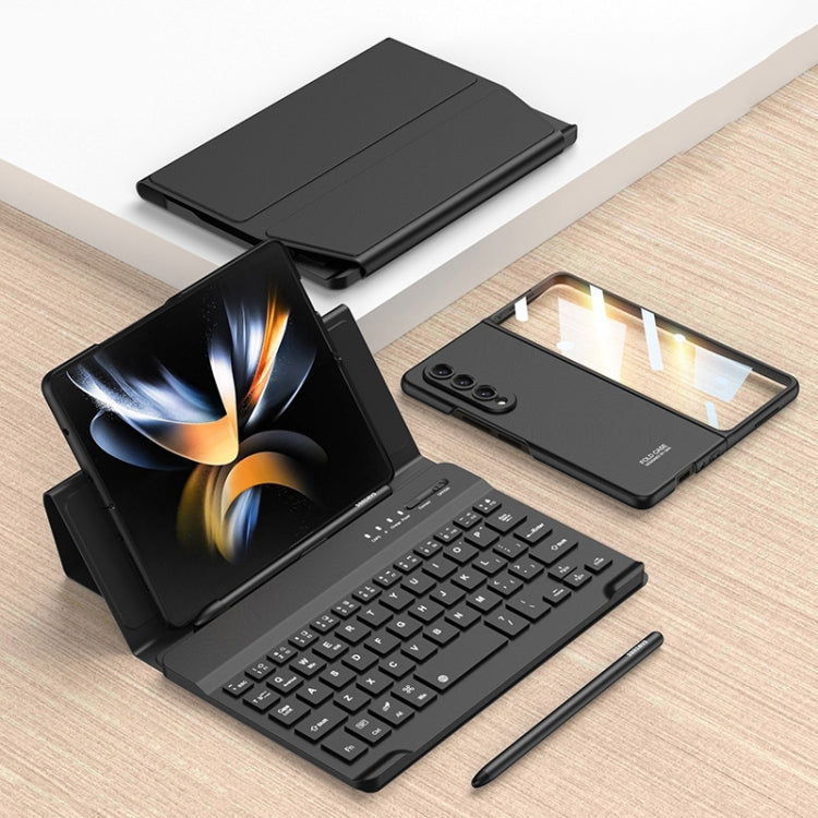For Samsung Galaxy Z Fold4 GKK Magnetic Folding Bluetooth Keyboard Leather Case with Pen + Phone Case(Black) by GKK