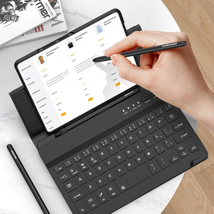For Samsung Galaxy Z Fold4 GKK Magnetic Folding Bluetooth Keyboard Leather Case with Pen + Phone Case(Black) by GKK