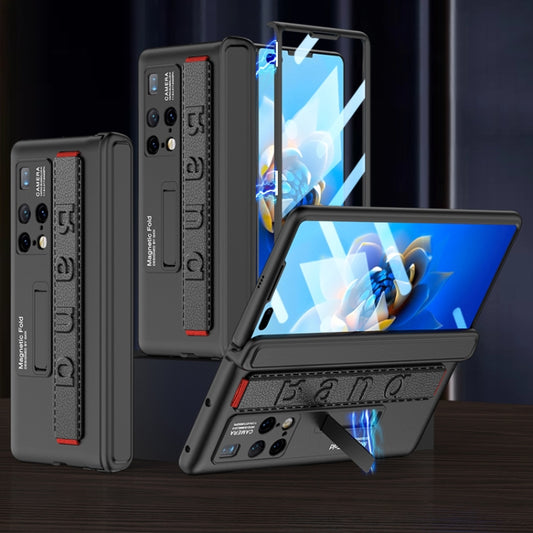 For Huawei Mate X2 GKK Magnetic Hinge Integrated Phone Case with Wrist Strap(Black) by GKK