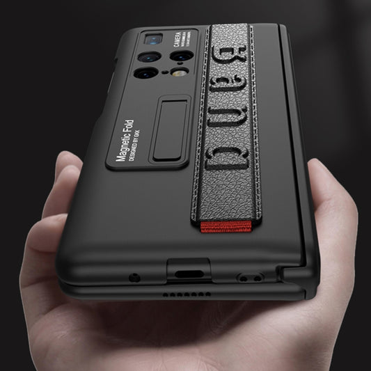 For Huawei Mate X2 GKK Magnetic Hinge Integrated Phone Case with Wrist Strap(Black) by GKK