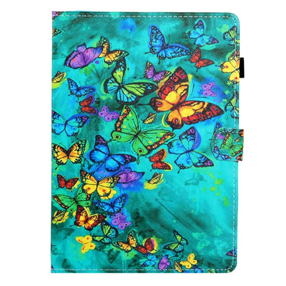 For iPad 2025 / 2022 Coloured Drawing Stitching Smart Leather Tablet Case(Green Butterfly) by bashfashion