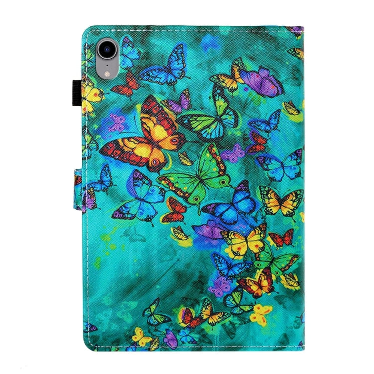 For iPad 2025 / 2022 Coloured Drawing Stitching Smart Leather Tablet Case(Green Butterfly) by bashfashion