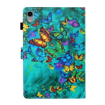 For iPad 2025 / 2022 Coloured Drawing Stitching Smart Leather Tablet Case(Green Butterfly) by bashfashion