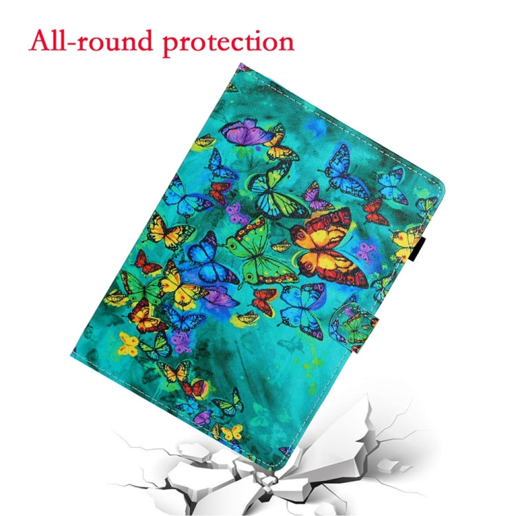 For iPad 2025 / 2022 Coloured Drawing Stitching Smart Leather Tablet Case(Green Butterfly) by bashfashion