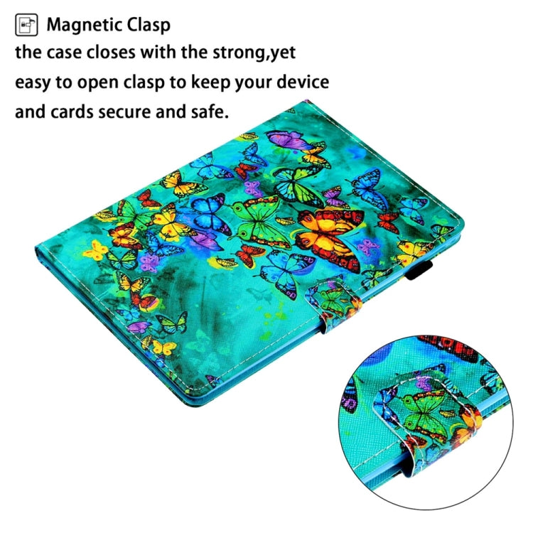 For iPad 2025 / 2022 Coloured Drawing Stitching Smart Leather Tablet Case(Green Butterfly) by bashfashion