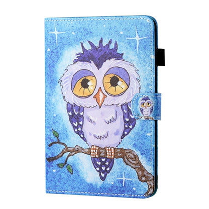 For iPad 2025 / 2022 Coloured Drawing Stitching Smart Leather Tablet Case(Blue Owl) by bashfashion