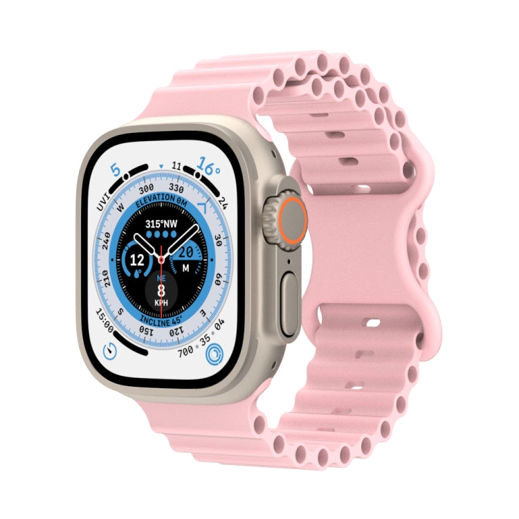 Ocean Style Silicone Watch Band For Apple Watch Ultra 49mm&Watch Ultra 2 49mm / Series 9&8&7 45mm / SE 3&SE 2&6&SE&5&4 44mm / 3&2&1 42mm(Pink) by bashfashion