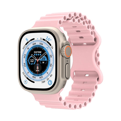 Ocean Style Silicone Watch Band For Apple Watch Ultra 49mm&Watch Ultra 2 49mm / Series 9&8&7 45mm / SE 3&SE 2&6&SE&5&4 44mm / 3&2&1 42mm(Pink) by bashfashion