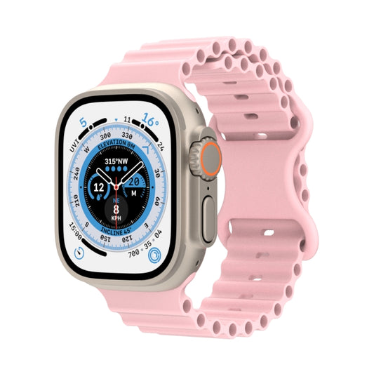 Ocean Style Silicone Watch Band For Apple Watch Ultra 49mm&Watch Ultra 2 49mm / Series 9&8&7 45mm / SE 3&SE 2&6&SE&5&4 44mm / 3&2&1 42mm(Pink) by bashfashion