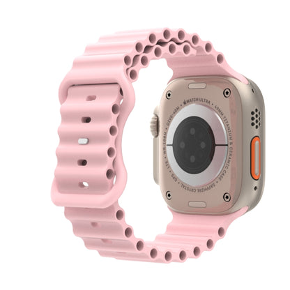 Ocean Style Silicone Watch Band For Apple Watch Ultra 49mm&Watch Ultra 2 49mm / Series 9&8&7 45mm / SE 3&SE 2&6&SE&5&4 44mm / 3&2&1 42mm(Pink) by bashfashion