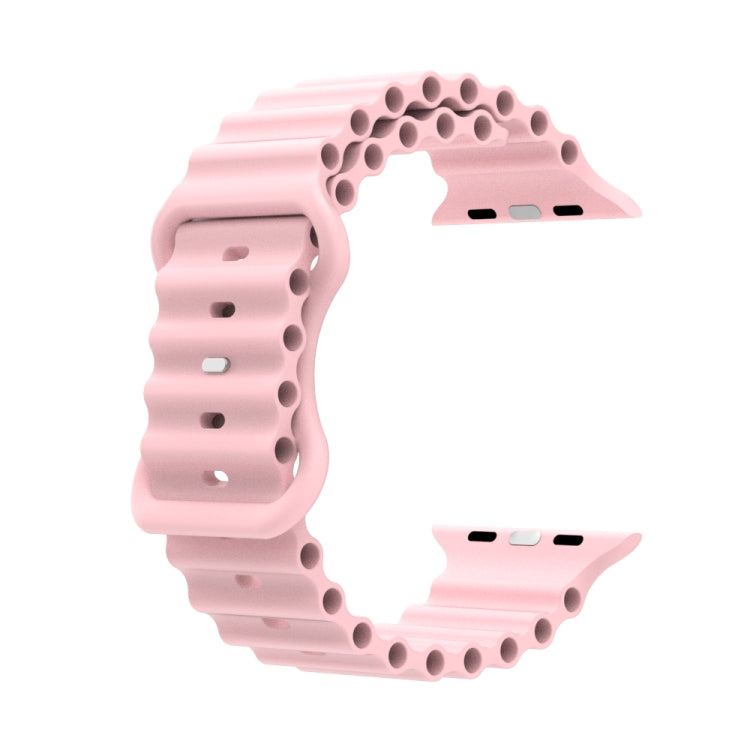Ocean Style Silicone Watch Band For Apple Watch Ultra 49mm&Watch Ultra 2 49mm / Series 9&8&7 45mm / SE 3&SE 2&6&SE&5&4 44mm / 3&2&1 42mm(Pink) by bashfashion