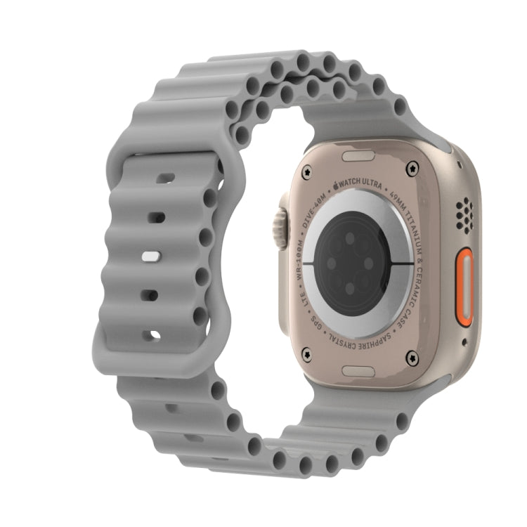 Ocean Style Silicone Watch Band For Apple Watch Ultra 49mm&Watch Ultra 2 49mm / Series 9&8&7 45mm / SE 3&SE 2&6&SE&5&4 44mm / 3&2&1 42mm(Grey) by bashfashion